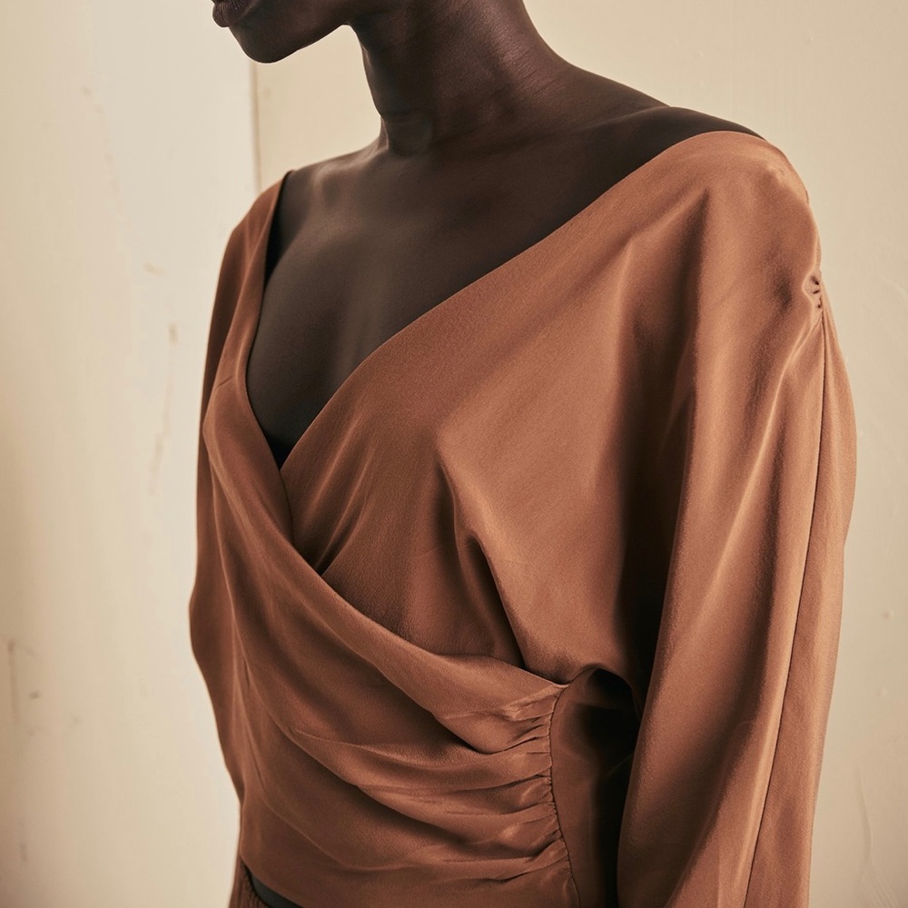 The Great Eros cropped silk top